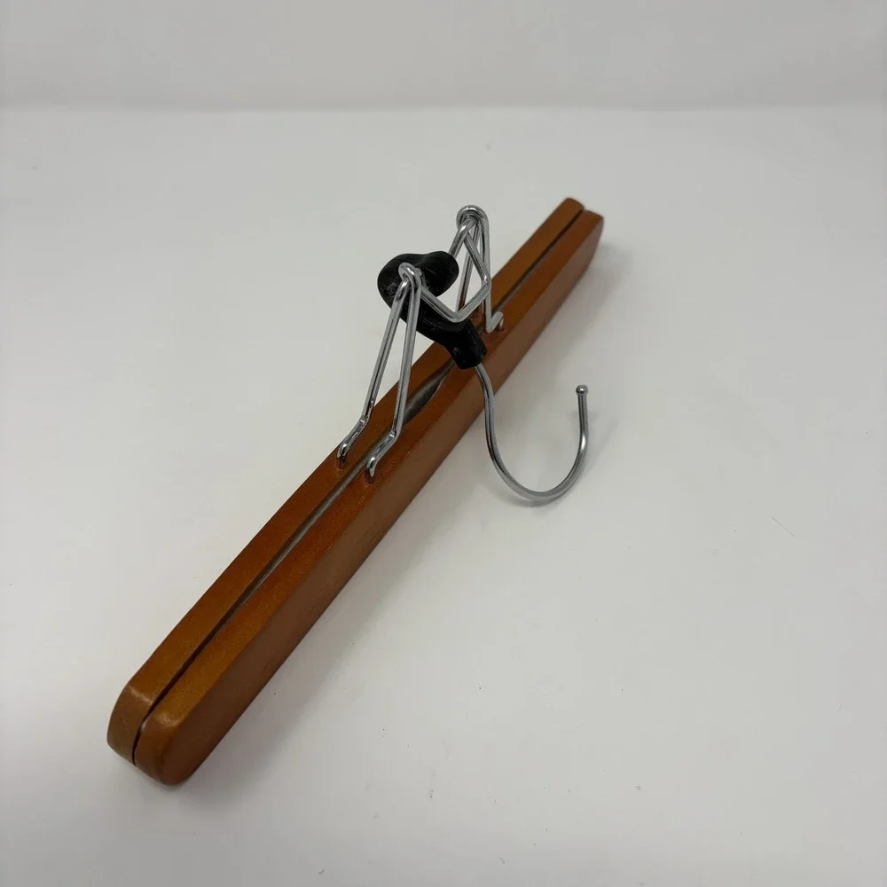 29 Pack Wooden Pants Skirt Clamp Hangers with Non Slip Felt Walnut Wood Color